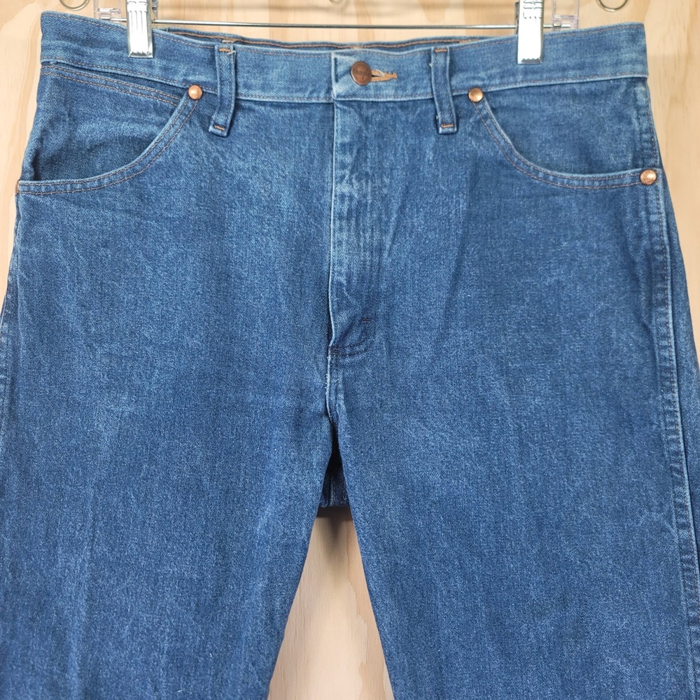 Wrangler Jeans Mens 34x30 Blue Excellent 13MWZ Cowboy Cut Straight Leg Denim - Picture 2 of 7